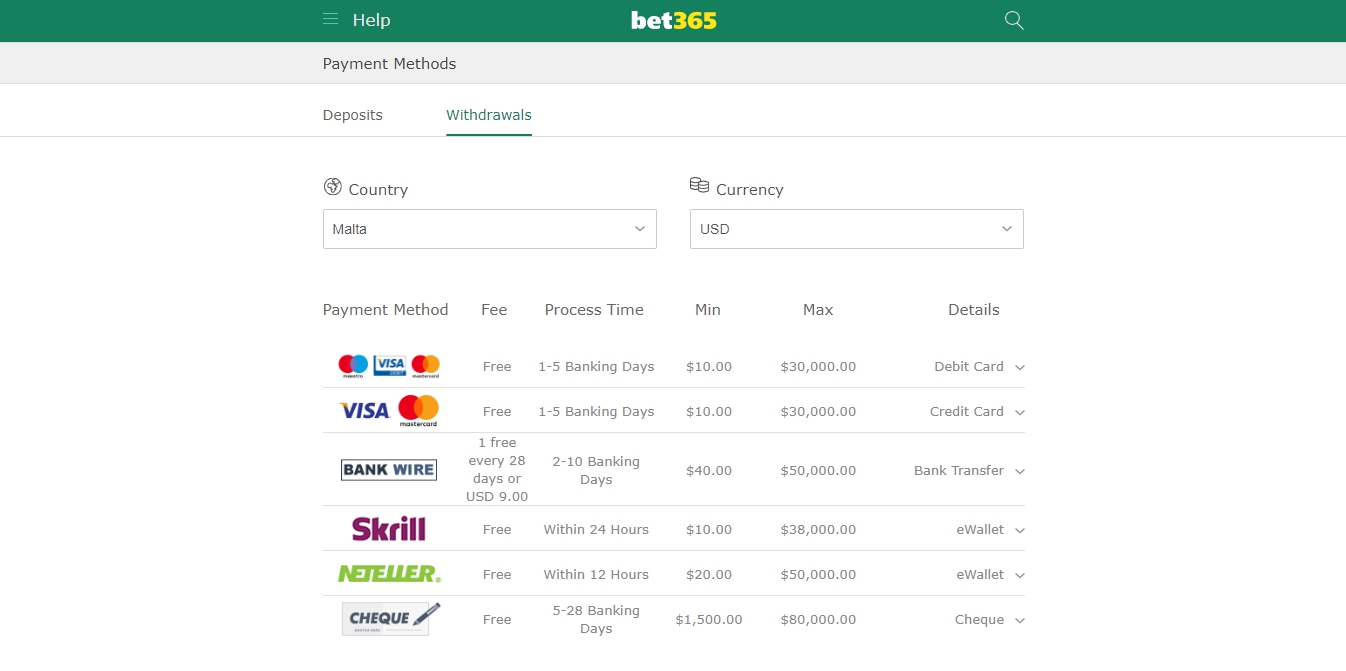 Bet365 transfer of funds