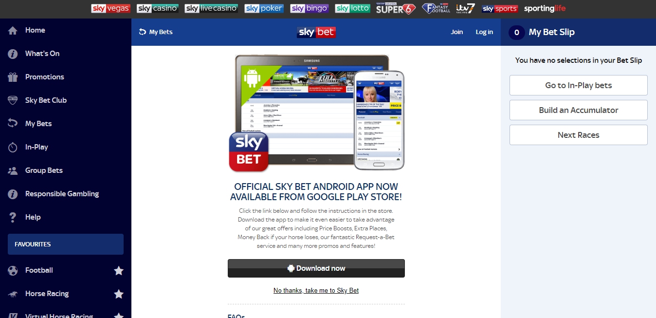 Sky Bet on Android